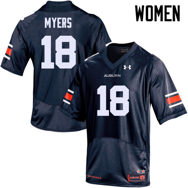 Women Auburn Tigers #18 Jayvaughn Myers College Football Jerseys Sale-Navy - Click Image to Close